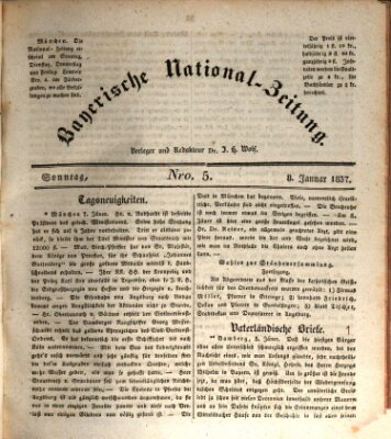 Bayerische National-Zeitung Sonntag 8. Januar 1837