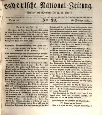 Bayerische National-Zeitung Sonntag 26. Februar 1837