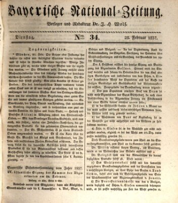 Bayerische National-Zeitung Dienstag 28. Februar 1837