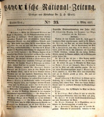 Bayerische National-Zeitung Donnerstag 2. März 1837