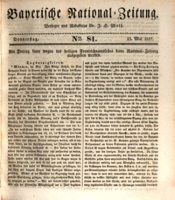 Bayerische National-Zeitung Donnerstag 25. Mai 1837