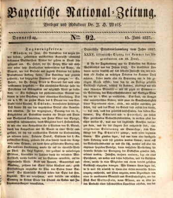 Bayerische National-Zeitung Donnerstag 15. Juni 1837