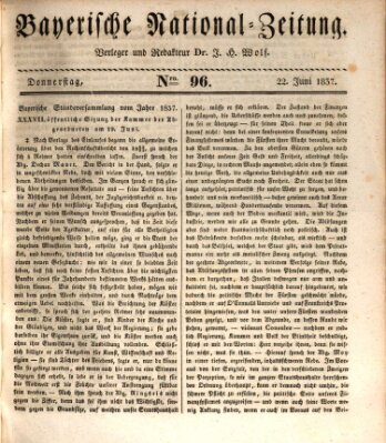 Bayerische National-Zeitung Donnerstag 22. Juni 1837