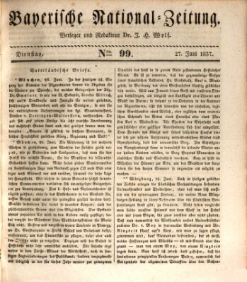 Bayerische National-Zeitung Dienstag 27. Juni 1837