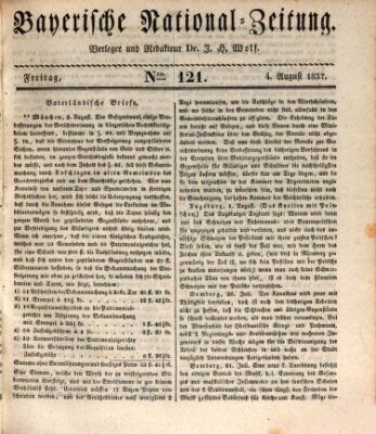 Bayerische National-Zeitung Freitag 4. August 1837