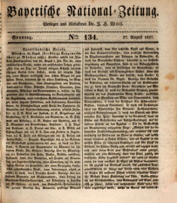 Bayerische National-Zeitung Sonntag 27. August 1837