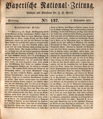 Bayerische National-Zeitung Freitag 1. September 1837