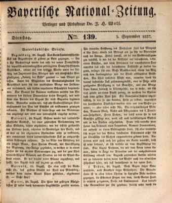 Bayerische National-Zeitung Dienstag 5. September 1837