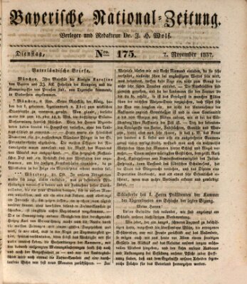 Bayerische National-Zeitung Dienstag 7. November 1837