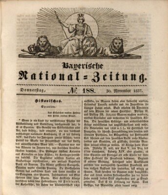 Bayerische National-Zeitung Donnerstag 30. November 1837