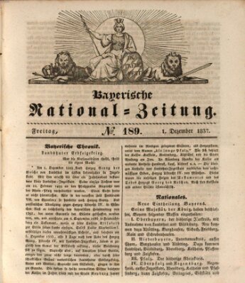 Bayerische National-Zeitung Freitag 1. Dezember 1837