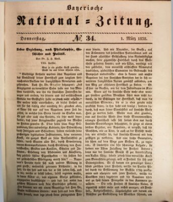 Bayerische National-Zeitung Donnerstag 1. März 1838