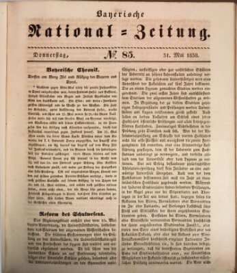 Bayerische National-Zeitung Donnerstag 31. Mai 1838