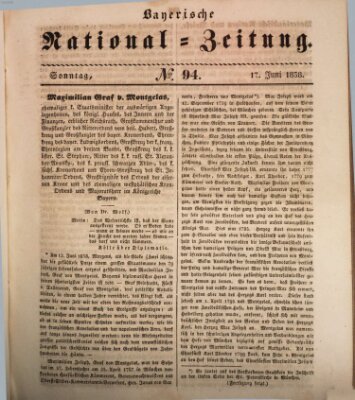 Bayerische National-Zeitung Sonntag 17. Juni 1838