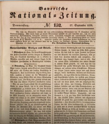 Bayerische National-Zeitung Donnerstag 27. September 1838