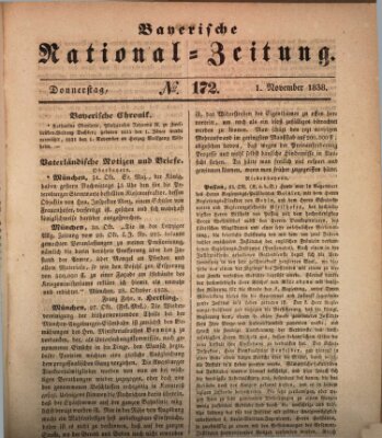 Bayerische National-Zeitung Donnerstag 1. November 1838