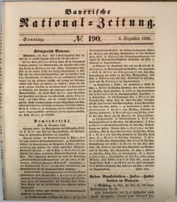 Bayerische National-Zeitung Sonntag 2. Dezember 1838