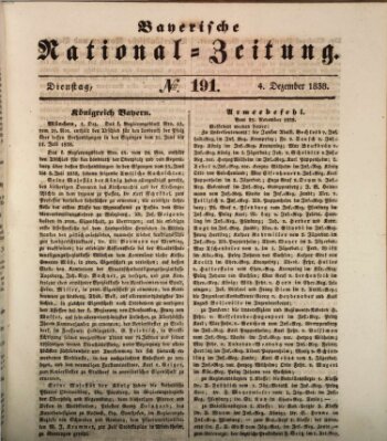 Bayerische National-Zeitung Dienstag 4. Dezember 1838