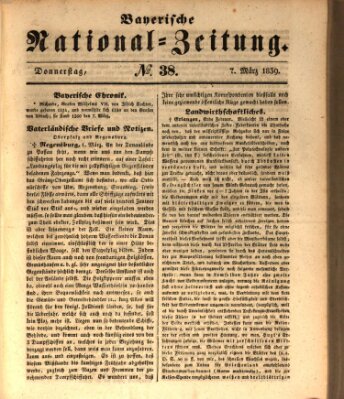 Bayerische National-Zeitung Donnerstag 7. März 1839