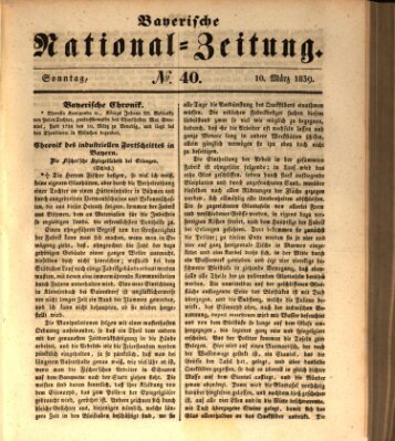 Bayerische National-Zeitung Sonntag 10. März 1839