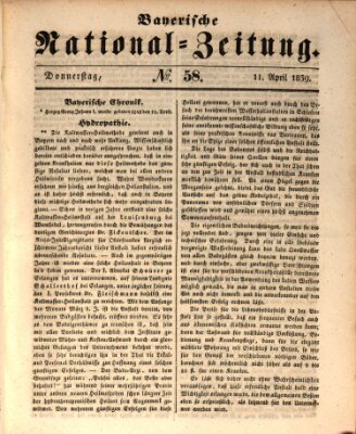 Bayerische National-Zeitung Donnerstag 11. April 1839