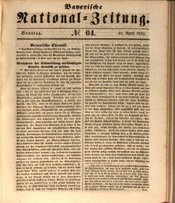 Bayerische National-Zeitung Sonntag 21. April 1839