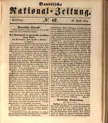 Bayerische National-Zeitung Freitag 26. April 1839