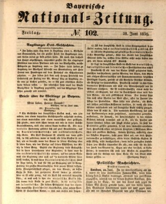 Bayerische National-Zeitung Freitag 28. Juni 1839