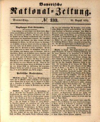 Bayerische National-Zeitung Donnerstag 22. August 1839