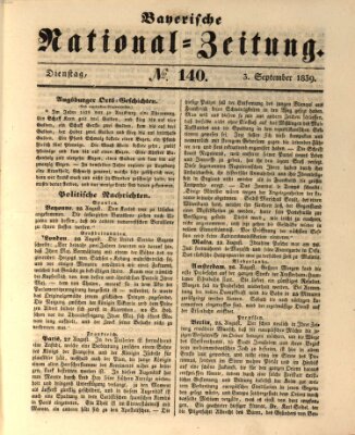 Bayerische National-Zeitung Dienstag 3. September 1839