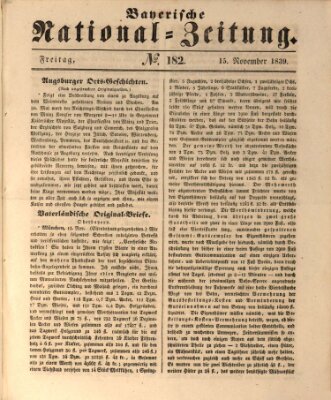 Bayerische National-Zeitung Freitag 15. November 1839