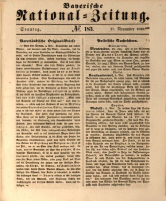 Bayerische National-Zeitung Sonntag 17. November 1839