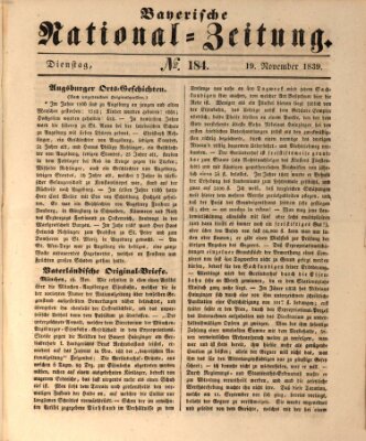 Bayerische National-Zeitung Dienstag 19. November 1839