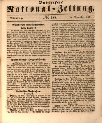 Bayerische National-Zeitung Dienstag 26. November 1839