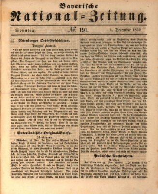 Bayerische National-Zeitung Sonntag 1. Dezember 1839