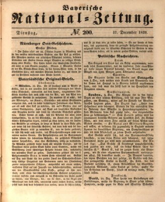Bayerische National-Zeitung Dienstag 17. Dezember 1839