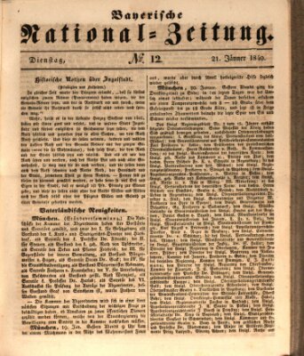 Bayerische National-Zeitung Dienstag 21. Januar 1840