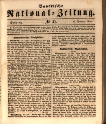 Bayerische National-Zeitung Sonntag 16. Februar 1840