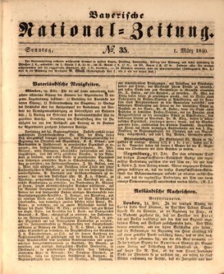 Bayerische National-Zeitung Sonntag 1. März 1840