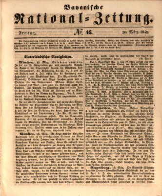 Bayerische National-Zeitung Freitag 20. März 1840