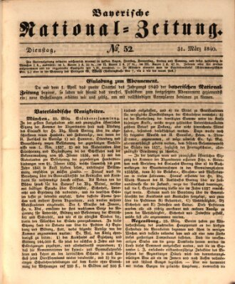 Bayerische National-Zeitung Dienstag 31. März 1840