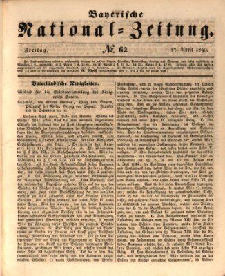 Bayerische National-Zeitung Freitag 17. April 1840