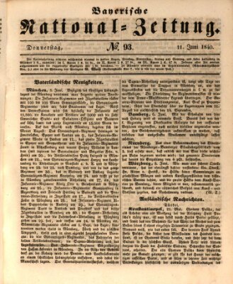 Bayerische National-Zeitung Donnerstag 11. Juni 1840