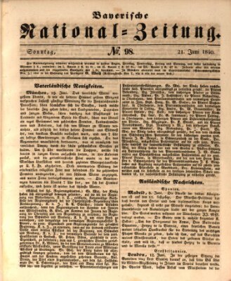 Bayerische National-Zeitung Sonntag 21. Juni 1840