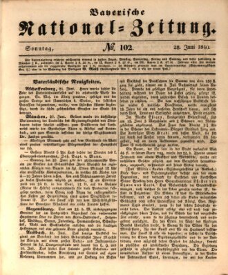 Bayerische National-Zeitung Sonntag 28. Juni 1840