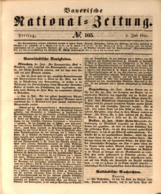 Bayerische National-Zeitung Freitag 3. Juli 1840