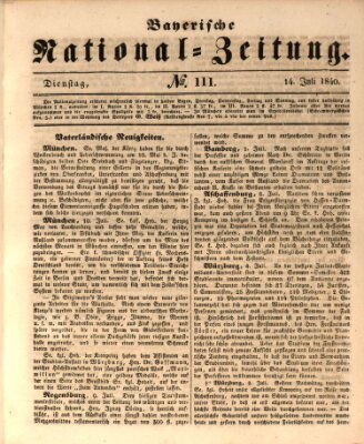 Bayerische National-Zeitung Dienstag 14. Juli 1840