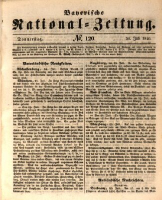 Bayerische National-Zeitung Donnerstag 30. Juli 1840