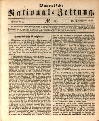 Bayerische National-Zeitung Sonntag 13. September 1840