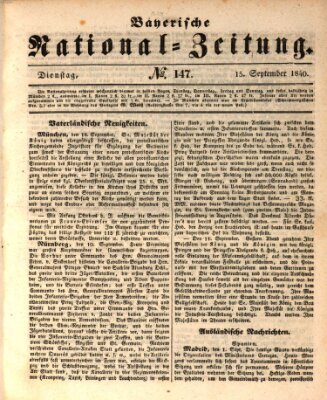 Bayerische National-Zeitung Dienstag 15. September 1840